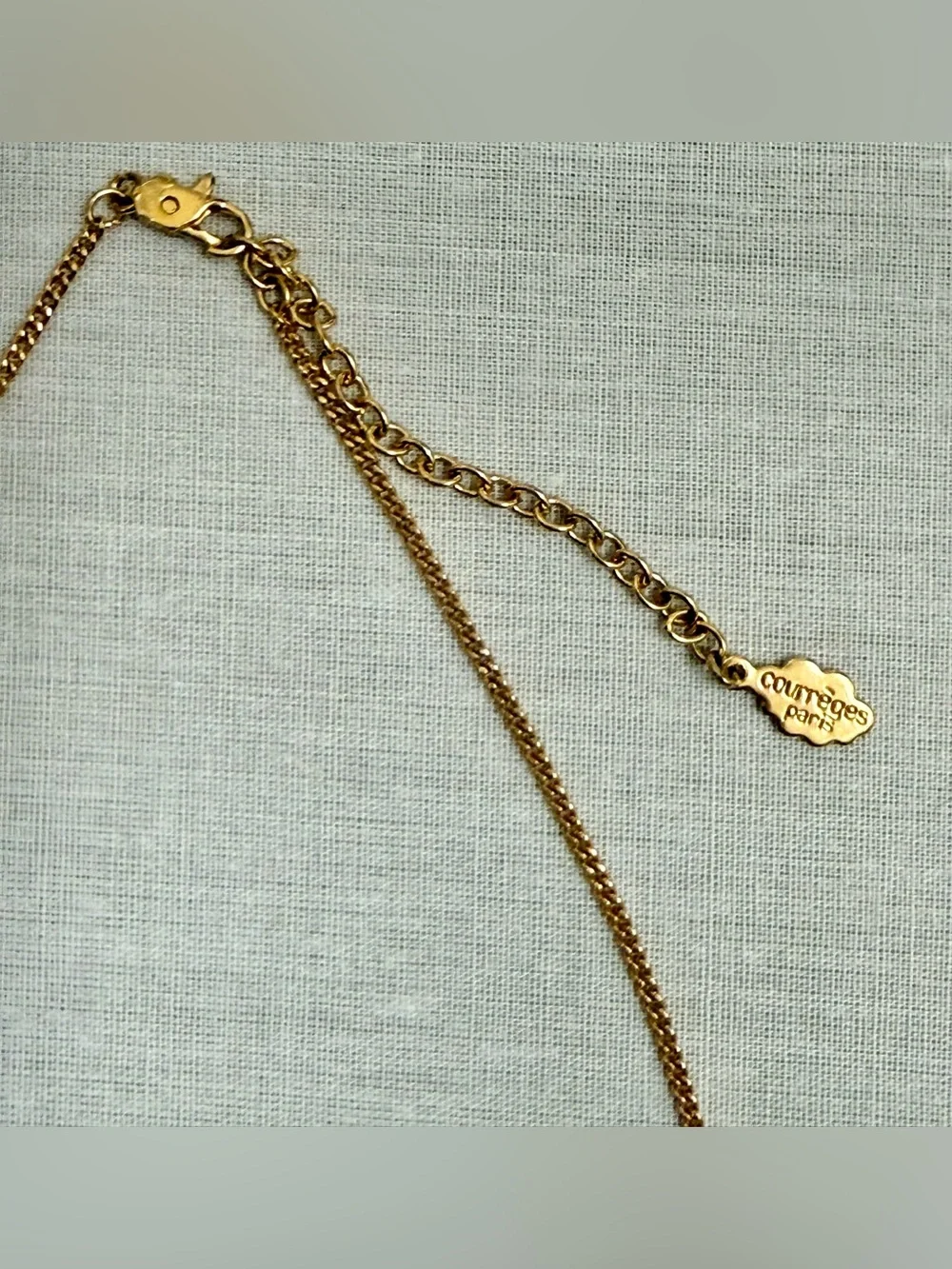 COURREGES Paris Vintage Y2K Luxury Everyday Two-Tone Rhinestone Logo Necklace - Picture 9 of 10